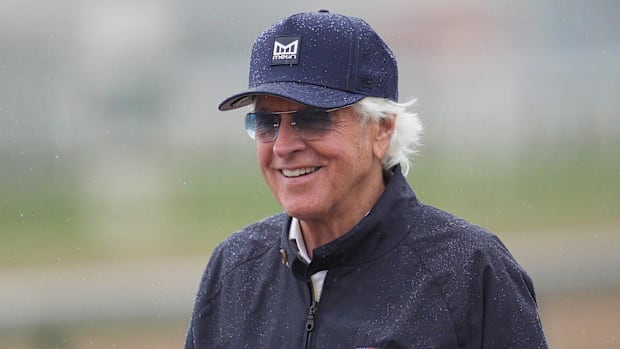 Trainer Bob Baffert at Churchill Downs in April 2025