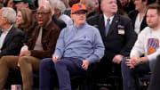 Mar 25, 2024; New York, New York, USA; New York Mets owner Steve Cohen sits court side during the