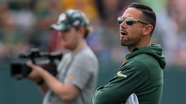 Green Bay Packers head coach Matt LaFleur surveys practice on Wednesday, July 24, 2024, at Ray Nitschke Field in Green Bay, Wis. 