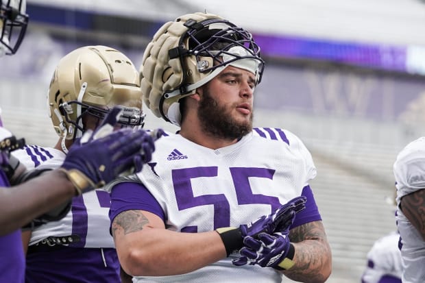 Jacob Bandes is a sixth-year senior defensive tackle for the Huskies. 