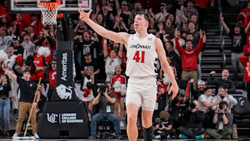 Cincinnati Bearcats guard Simas Lukosius (41) celebrates after scoring the go-ahead three pointer