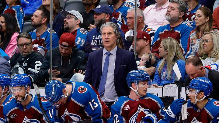Apr 9, 2026; Denver, Colorado, USA; Colorado Avalanche head coach Jared Bednar in the third period against the Calgary Flames at Ball Arena. Mandatory Credit: Isaiah J. Downing-Imagn Images
