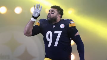 Dec 23, 2023; Pittsburgh, Pennsylvania, USA;  Pittsburgh Steelers defensive tackle Cameron Heyward (97) reacts as he takes the field against the Cincinnati Bengals at Acrisure Stadium. Mandatory Credit: Charles LeClaire-USA TODAY Sports