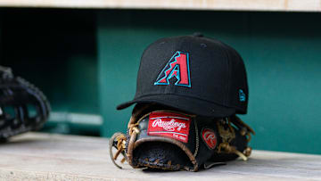 Apr 4, 2025; Washington, District of Columbia, USA; A detailed view of an Arizona Diamondbacks hat at the game between the Washington Nationals and the Arizona Diamondbacks at Nationals Park. Mandatory Credit: Reggie Hildred-Imagn Images