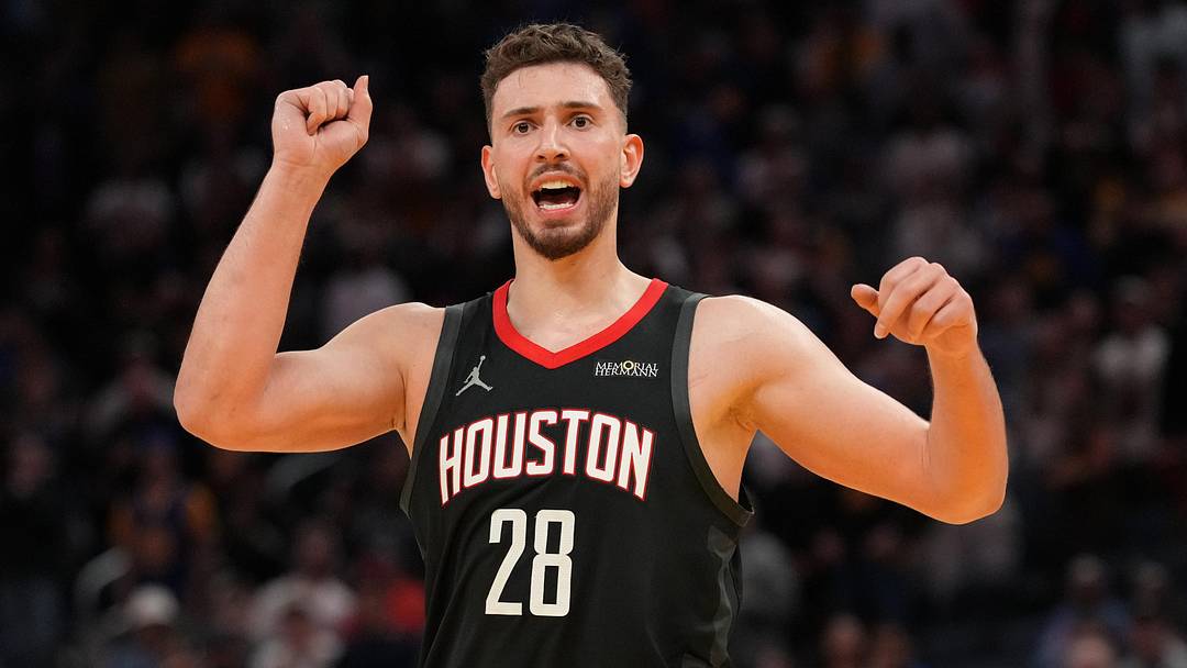 Apr 5, 2026; San Francisco, California, USA; Houston Rockets center Alperen Sengun (28) reacts after making a shot while being fouled against the Golden State Warriors in the fourth quarter at the Chase Center. Mandatory Credit: Cary Edmondson-Imagn Images Apr 5, 2026; San Francisco, California, USA; Houston Rockets center Alperen Sengun (28) reacts after making a shot while being fouled against the Golden State Warriors in the fourth quarter at the Chase Center. Mandatory Credit: Cary Edmondson-Imagn Images
