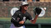 Chicago White Sox infielder Josh Rojas (5) against the Los Angeles Dodgers in spring training at Camelback Ranch-Glendale. 