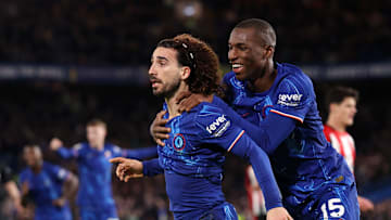 Marc Cucurella celebrates his goal against Brentford FC 