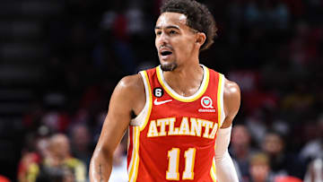 Atlanta Hawks guard Trae Young (11) yells to teammates against the New Orleans Pelicans in the first quarter at Legacy Arena at BJCC.