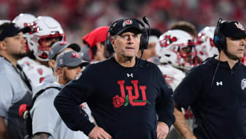 Jan 1, 2022; Pasadena, CA, USA; Utah Utes head coach Kyle Wittingham looks on in the fourth quarter against the Ohio State Buckeyes during the 2022 Rose Bowl college football game at the Rose Bowl. Mandatory Credit: Gary A. Vasquez-USA TODAY Sports