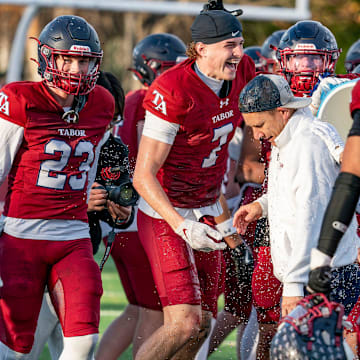 The Tabor Academy football squad celebrated after they captured the NEPSAC John Papas Bowl title over the weekend.