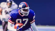 Sep 14, 1997; East Rutherford, NJ, USA; FILE PHOTO; New York Giants tight end Howard Cross (87) in action against the Baltimore Ravens at Giants Stadium. 