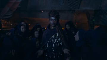 (Center): Mother Aniseya (Jodie Turner-Smith) in Lucasfilm's THE ACOLYTE, exclusively on Disney+. ©2024 Lucasfilm Ltd. & TM. All Rights Reserved.