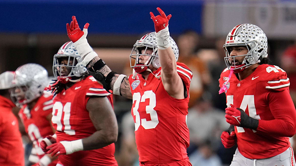 Ryan Day Embraces Jack Sawyer After the Linebacker Sends Ohio State to  Title Game