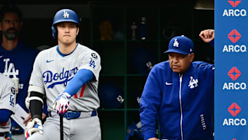 Dave Roberts (right) didn't approve of Shohei Ohtani's (left) decision in the sixth inning. 