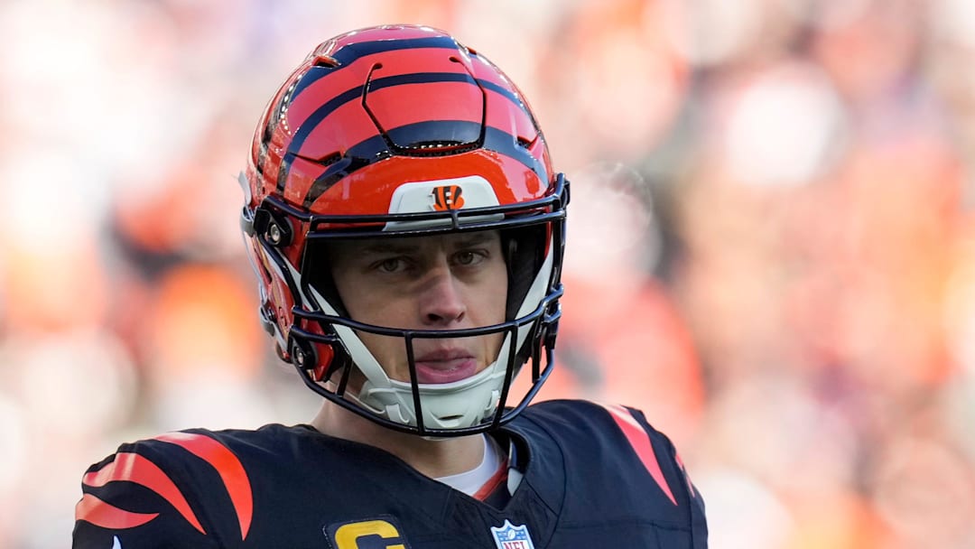Cincinnati Bengals quarterback Joe Burrow (9) paces between plays in the second quarter of the NFL Week 18 game between the Cincinnati Bengals and the Cleveland Browns at Paycor Stadium in Downtown Cincinnati on Sunday, Jan. 4, 2026.