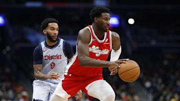 Dec 8, 2024; Washington, District of Columbia, USA; Memphis Grizzlies forward Jaren Jackson Jr. (13) drives to the basket as Washington Wizards forward Justin Champagnie (9) defends in the third quarter at Capital One Arena. Mandatory Credit: Geoff Burke-Imagn Images