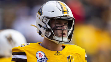 Dec 30, 2022; Tucson, AZ, USA; Wyoming Cowboys linebacker Connor Shay (33) against the Ohio Bobcats during the 2022 Barstool Sports Arizona Bowl at Arizona Stadium. Mandatory Credit: Mark J. Rebilas-Imagn Images
