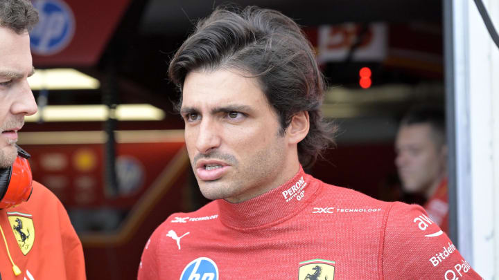 Jun 7, 2024; Montreal, Quebec, CAN; Ferrari driver driver Carlos Sainz (ESP) in the pit lane during the practice session at Circuit Gilles Villeneuve. Mandatory Credit: Eric Bolte-USA TODAY Sports