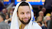 Dec 28, 2024; San Francisco, California, USA; Golden State Warriors guard Stephen Curry (30) reacts on the court after the game against the Phoenix Suns at Chase Center.