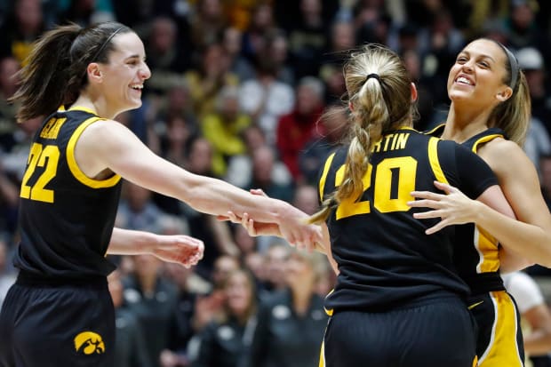 Caitlin Clark, Kate Martin, Gabbie Marshall, Iowa Hawkeyes