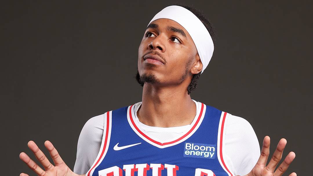 Sep 28, 2026; Camden, NJ, USA; Philadelphia 76ers Labaron Philon poses for a photo during media day. Sep 28, 2026; Camden, NJ, USA; Philadelphia 76ers Labaron Philon poses for a photo during media day.