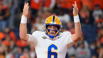 Pittsburgh Panthers quarterback Mason Heintschel (6)