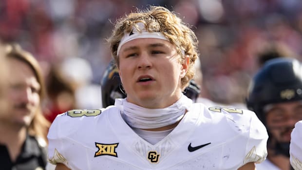Oct 19, 2024; Tucson, Arizona, USA; Colorado Buffalos safety Ben Finneseth (28) against the Arizona Wildcats at Arizona Stadi