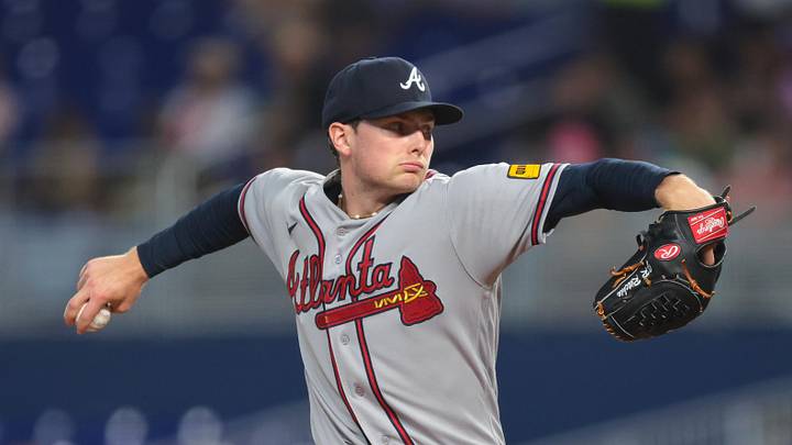 May 18, 2026; Miami, Florida, USA; Atlanta Braves starting pitcher Jr. Ritchie (60) delivers a pitch against the Miami Marlins during the first inning at loanDepot Park. Mandatory Credit: Sam Navarro-Imagn Images