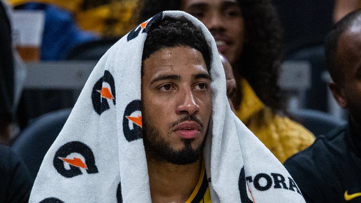 Oct 23, 2026; Indianapolis, Indiana, USA;  Indiana Pacers guard Tyrese Haliburton (0) in the second half against the Dallas Mavericks at Gainbridge Fieldhouse.  Mandatory Credit: Trevor Ruszkowski-Imagn Images