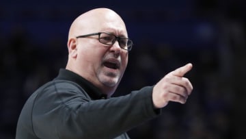 Jan 31, 2024; Pittsburgh, Pennsylvania, USA; Wake Forest Demon Deacons head coach Steve Forbes reacts on the sidelines against at the Petersen Events Center. Pittsburgh won 77-72. Mandatory Credit: Charles LeClaire-USA TODAY Sports