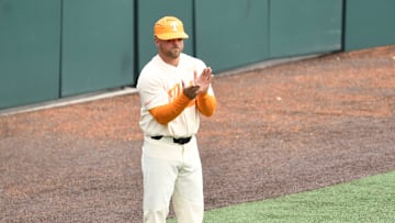 Tennessee baseball assistant coach Josh Elander during the NCAA baseball game between Tennessee and Alabama in Knoxville, Tenn. on Sunday, April 17, 2022.

Kns Us Base Alabama