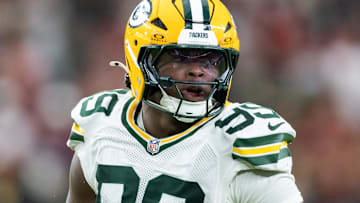 Oct 19, 2025; Glendale, Arizona, USA; Green Bay Packers defensive lineman Barryn Sorrell (99) against the Arizona Cardinals at State Farm Stadium. Mandatory Credit: Mark J. Rebilas-Imagn Images