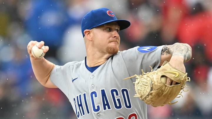 Apr 3, 2026; Cleveland, Ohio, USA; Chicago Cubs starting pitcher Cade Horton (22) throws a pitch during the first inning against the Cleveland Guardians at Progressive Field. Mandatory Credit: Ken Blaze-Imagn Images