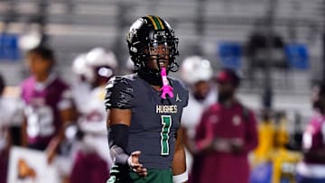 Oct 27, 2023; Fairburn, GA, USA; Langston Hughes Panthers quarterback Air Noland (1) against the