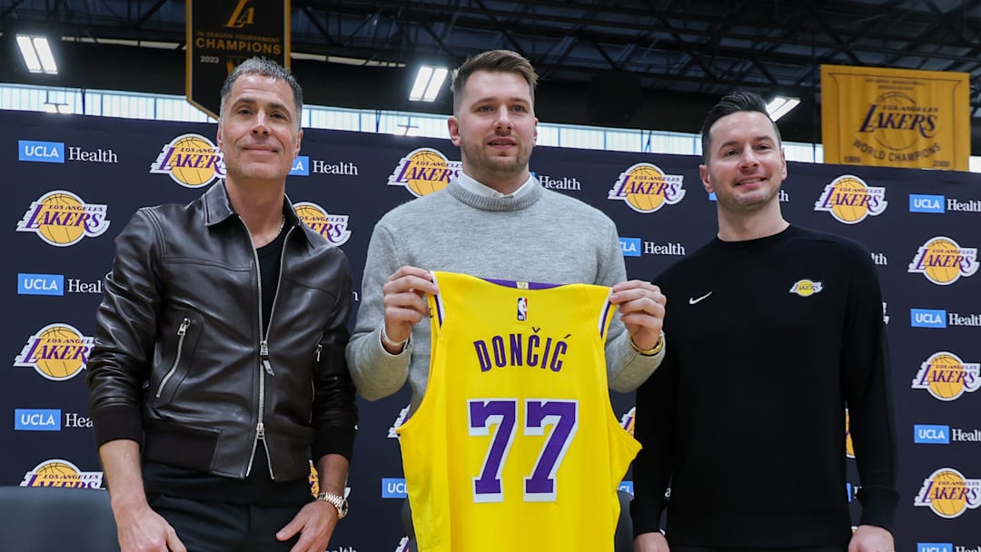 Los Angeles Lakers Introduce Luka Doncic, Maxi Kleber & Markieff Morris