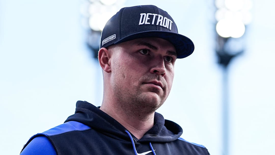 Detroit Tigers pitcher Tarik Skubal (29) walks into the dugout before the game against the Kansas City Royals at Comerica Park in Detroit on Friday, August 22, 2025.