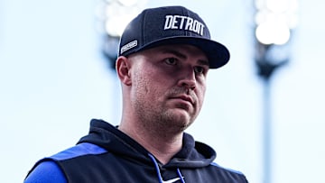 Detroit Tigers pitcher Tarik Skubal (29) walks into the dugout before the game against the Kansas City Royals at Comerica Park in Detroit on Friday, August 22, 2025.