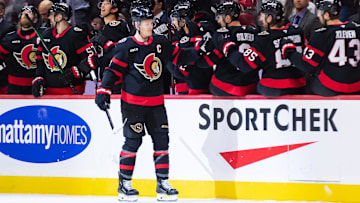 Ottawa Senators left wing Brady Tkachuk. Mandatory Credit: Marc DesRosiers-Imagn Images