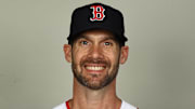 Feb 21, 2023; Lee County, FL, USA; Boston Red Sox pitching coach Dave Bush (58) poses for a photo during photo day at JetBlue Park At Fenway South. Mandatory Credit: Kim Klement-Imagn Images
