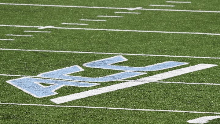 Dec 5, 2020; Chapel Hill, North Carolina, USA; A view of the field with the ACC logo in the second quarter at Kenan Memorial Stadium. Mandatory Credit: Bob Donnan-Imagn Images