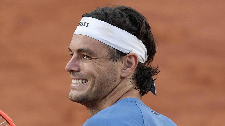 Taylor Fritz reacts to winning a point