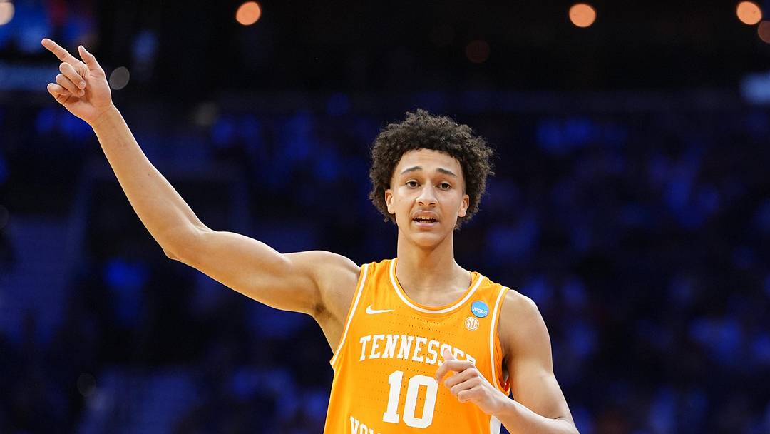 Mar 22, 2026; Philadelphia, PA, USA; Tennessee Volunteers forward Nate Ament (10) reacts against the Virginia Cavaliers in the second half during a second round game of the men's 2026 NCAA Tournament at Xfinity Mobile Arena. Mandatory Credit: Kyle Ross-Imagn Images Mar 22, 2026; Philadelphia, PA, USA; Tennessee Volunteers forward Nate Ament (10) reacts against the Virginia Cavaliers in the second half during a second round game of the men's 2026 NCAA Tournament at Xfinity Mobile Arena. Mandatory Credit: Kyle Ross-Imagn Images