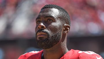 August 24, 2014; Santa Clara, CA, USA; San Francisco 49ers wide receiver L'Damian Washington (82) during the second quarter against the San Diego Chargers at Levi's Stadium. The 49ers defeated the Chargers 21-7. Mandatory Credit: Kyle Terada-Imagn Images