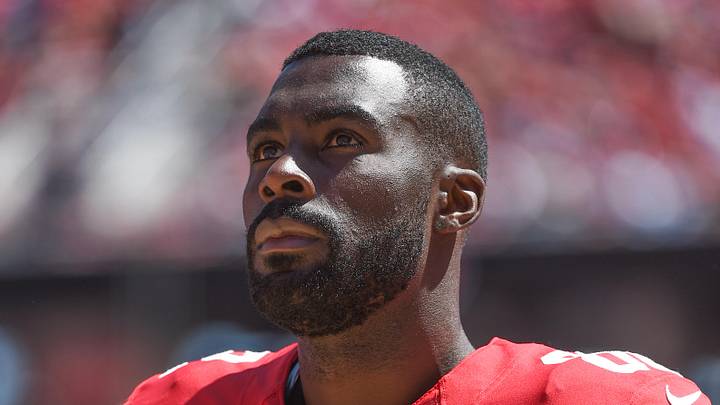 August 24, 2014; Santa Clara, CA, USA; San Francisco 49ers wide receiver L'Damian Washington (82) during the second quarter against the San Diego Chargers at Levi's Stadium. The 49ers defeated the Chargers 21-7. Mandatory Credit: Kyle Terada-Imagn Images