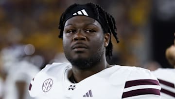 Mississippi State Bulldogs offensive lineman Malik Ellis (53) against the Arizona State Sun Devils at Mountain America Stadium.