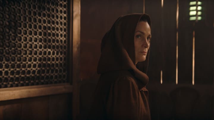 Jedi Master Indara (Carrie-Anne Moss) in Lucasfilm's THE ACOLYTE, exclusively on Disney+. ©2024 Lucasfilm Ltd. & TM. All Rights Reserved.