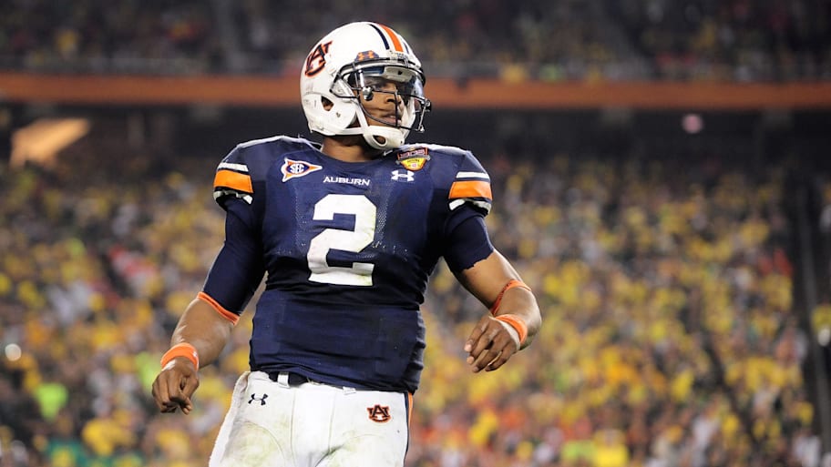 Auburn Tigers quarterback (2) Cam Newton against the Oregon Ducks in the 2011 BCS National Championship game.