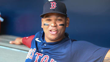 Aug 19, 2023; Bronx, New York, USA;  Boston Red Sox third baseman Rafael Devers (11) at Yankee