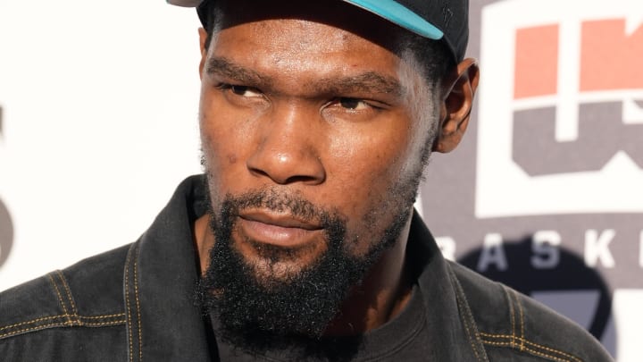 Aug 5, 2024; Paris, FRANCE; United States guard Kevin Durant poses for a photograph during the Paris 2024 Olympic Summer Games at Team USA House. Mandatory Credit: John David Mercer-USA TODAY Sports