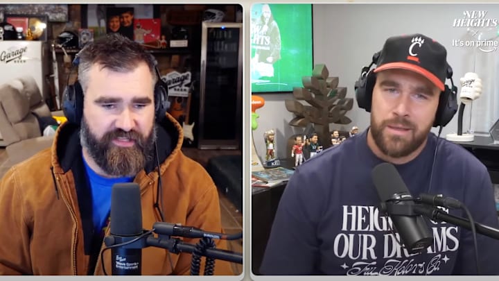 Jason and Travis Kelce speak about the Philadelphia Eagles on an episode of "New Heights."